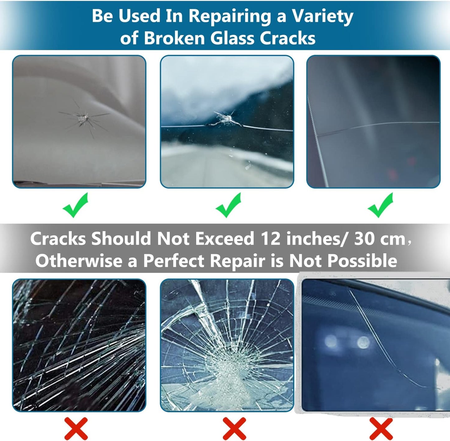 Ultimate Windshield Crack Repair Kit - 2 Bottles of Nano Glass Repair Fluid for Quick Fixes on Chips, Bulls-Eye & Star-Shaped Cracks - Clear Your Car Windows Today!