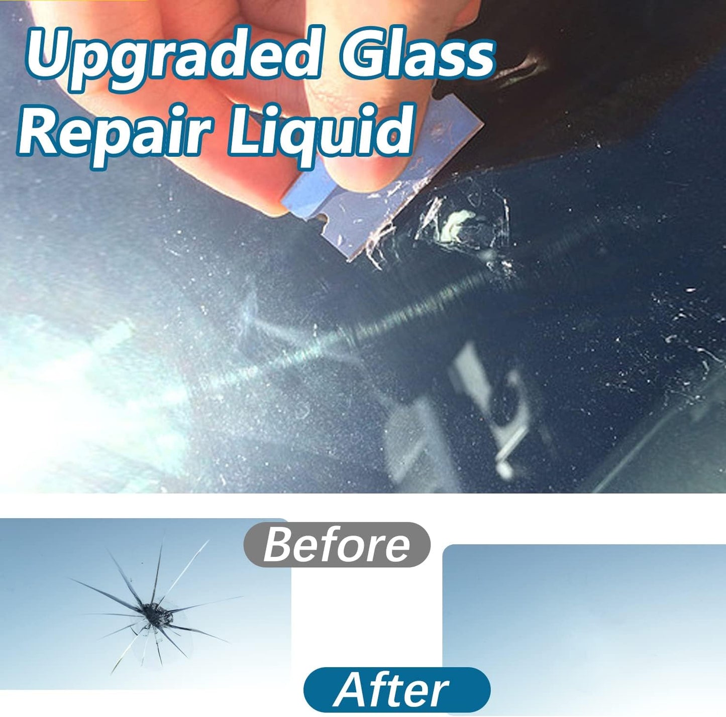Ultimate Windshield Crack Repair Kit - 2 Bottles of Nano Glass Repair Fluid for Quick Fixes on Chips, Bulls-Eye & Star-Shaped Cracks - Clear Your Car Windows Today!