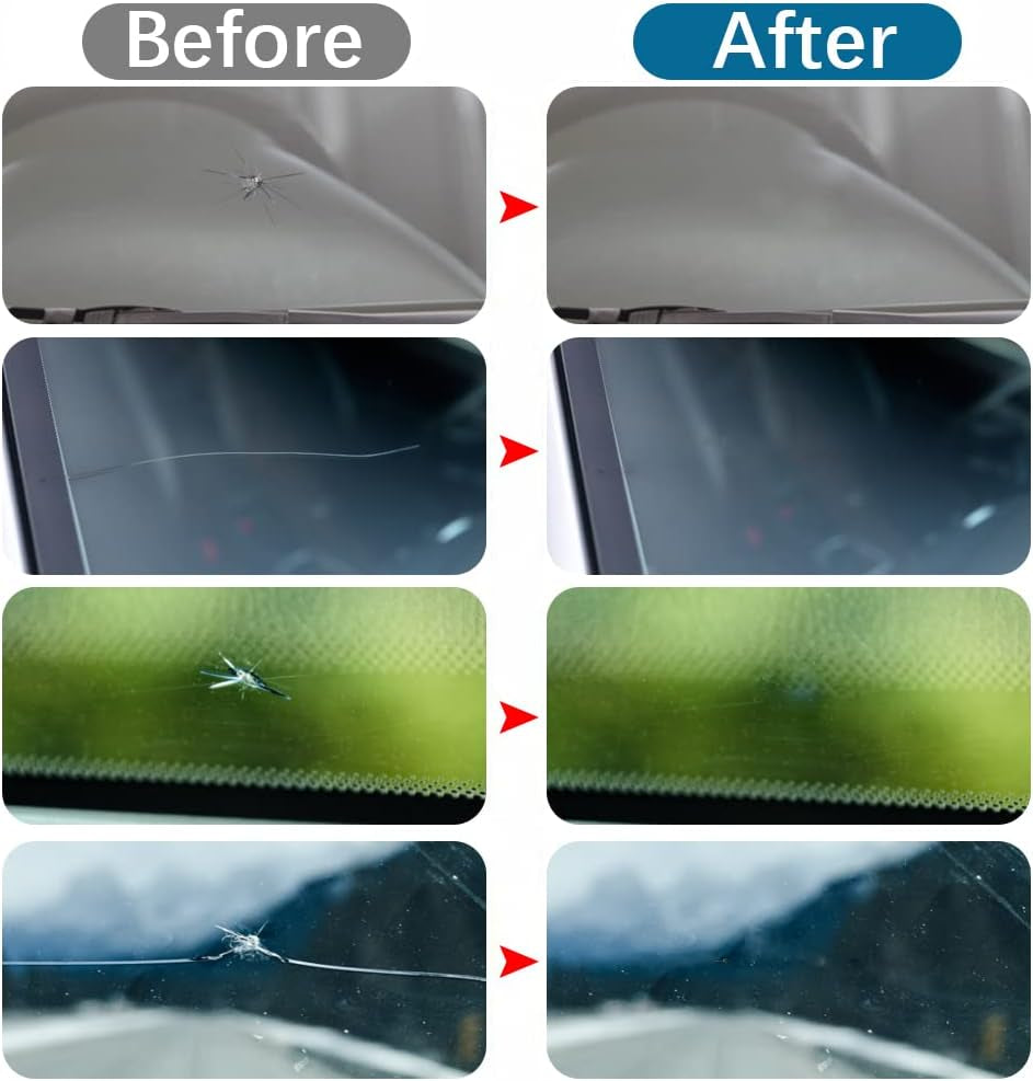 Ultimate Windshield Crack Repair Kit - 2 Bottles of Nano Glass Repair Fluid for Quick Fixes on Chips, Bulls-Eye & Star-Shaped Cracks - Clear Your Car Windows Today!