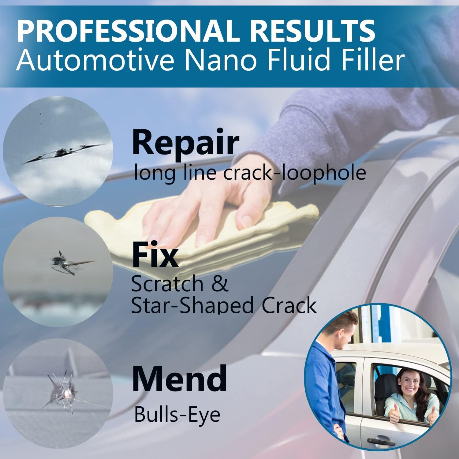 Ultimate Windshield Crack Repair Kit - 2 Bottles of Nano Glass Repair Fluid for Quick Fixes on Chips, Bulls-Eye & Star-Shaped Cracks - Clear Your Car Windows Today!