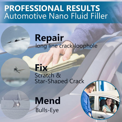 Ultimate Windshield Crack Repair Kit - 2 Bottles of Nano Glass Repair Fluid for Quick Fixes on Chips, Bulls-Eye & Star-Shaped Cracks - Clear Your Car Windows Today!