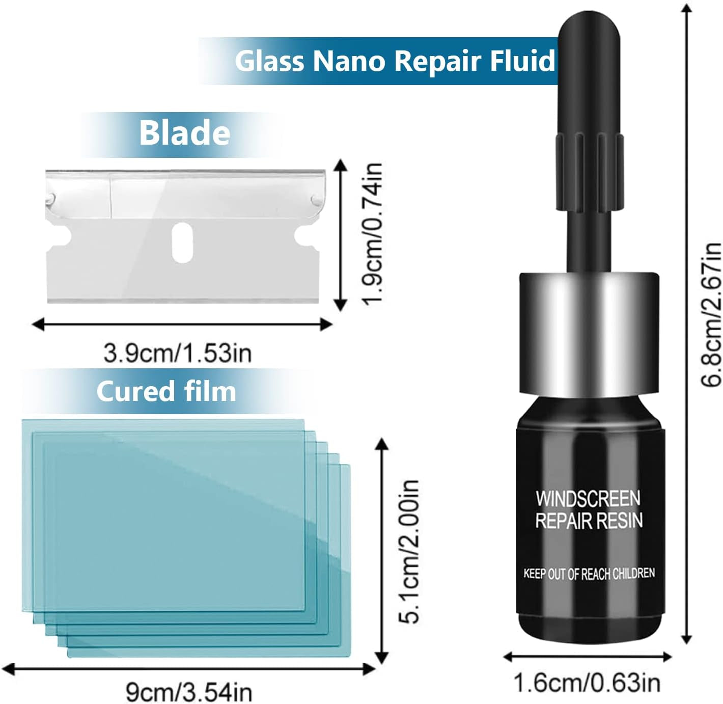 Ultimate Windshield Crack Repair Kit - 2 Bottles of Nano Glass Repair Fluid for Quick Fixes on Chips, Bulls-Eye & Star-Shaped Cracks - Clear Your Car Windows Today!