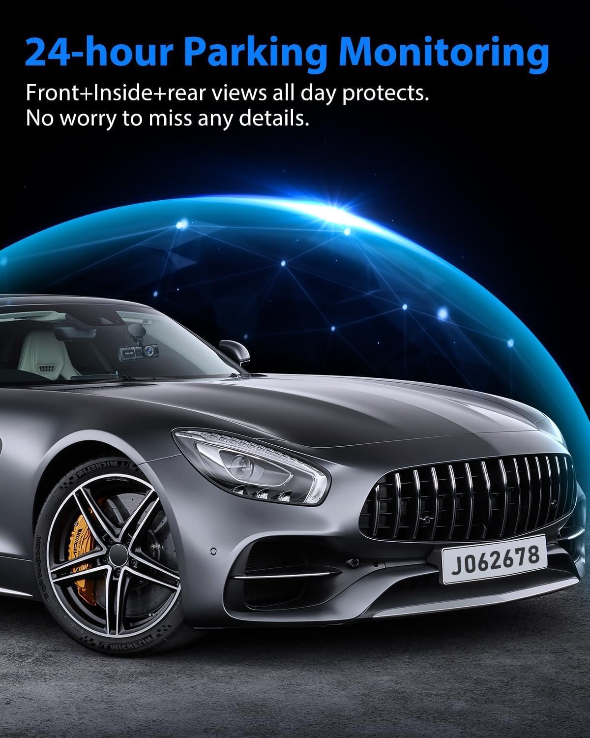 Dash Cam Front and Rear, 1080P Dash Camera for Cars, 3 Channel Car Camera Front Rear and inside with 32GB Card, Loop Recording, Night Vision, HDR, 24Hr Parking, G-Sensor