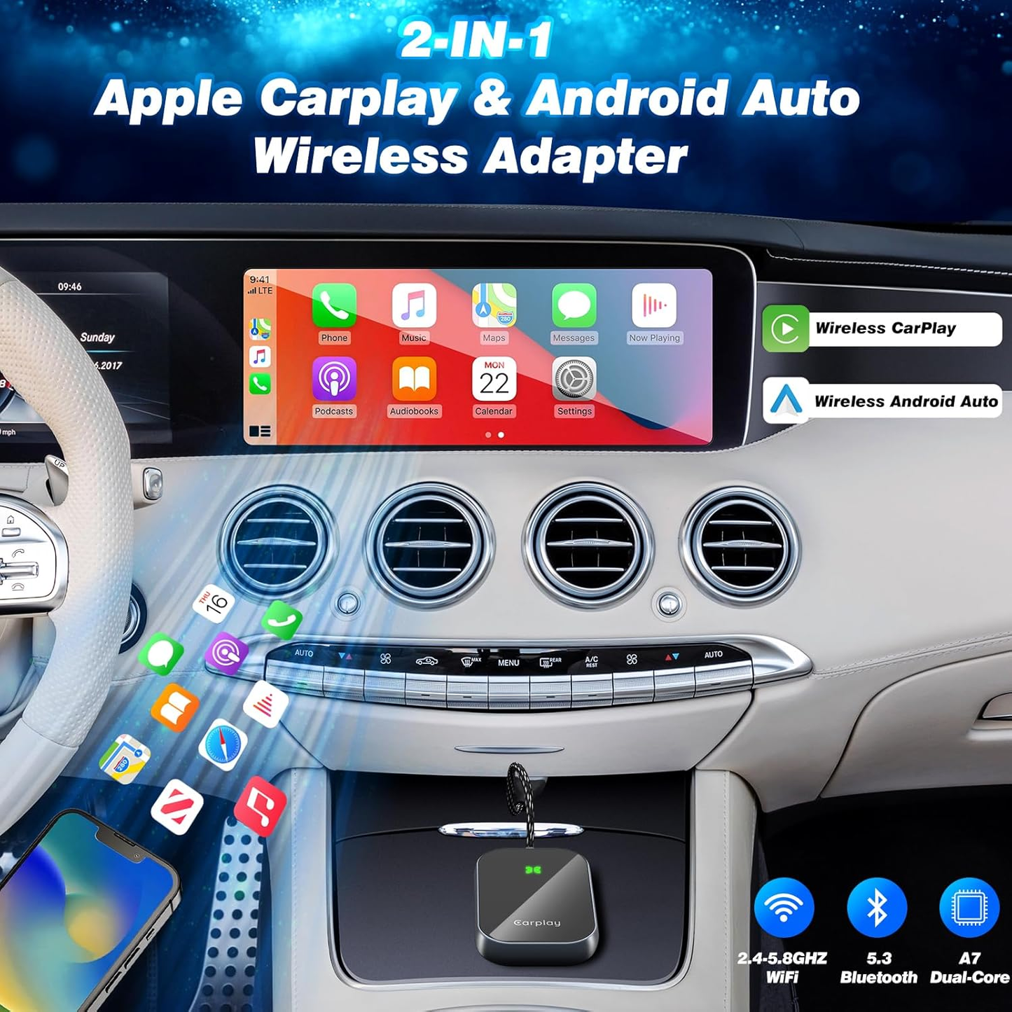 Wireless Carplay Adapter,  Convert Wired to Wireless Carplay Dongle